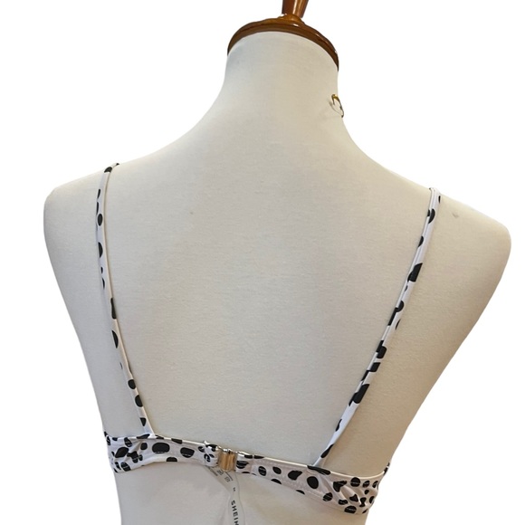 Polka dot black and white bikini wired push up top Sz M - Picture 2 of 3